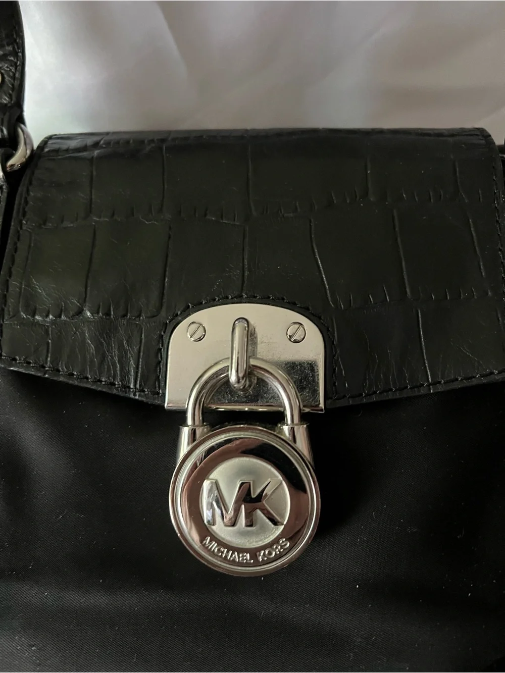 MICHAEL Michael Kors Black Satchel with Silver Hardware